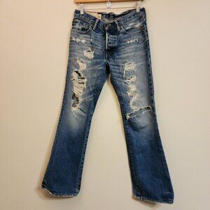 Abercrombie & Fitch Jeans Mens14/28x27 Blue Baxter Bootcut Button Fly Distressed